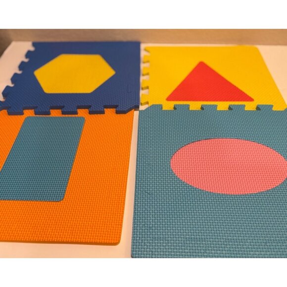 Foam Interlocking Play Mat With Geometric Shapes & Bright Colors For Kids - Picture 3 of 8